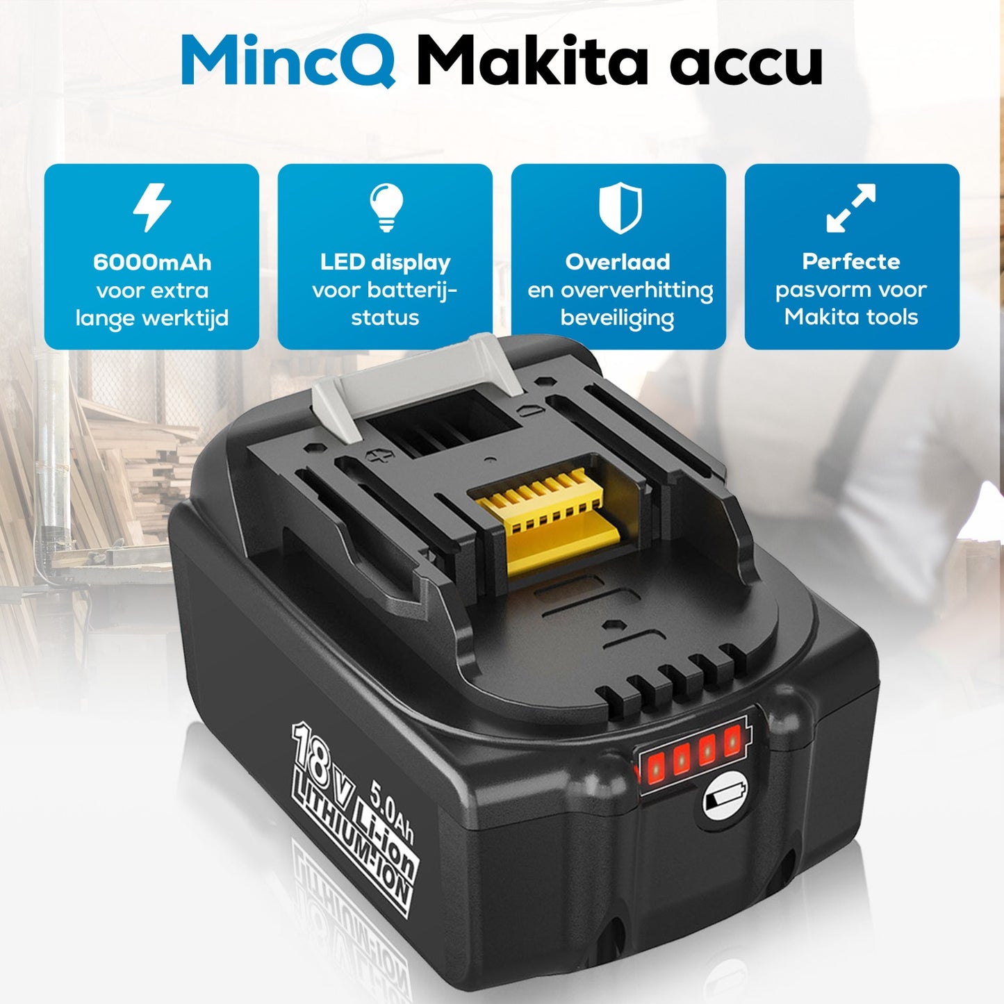2x MincQ Accu geschikt voor Makita - 18V 5000 mAh Makita Accu Vervangend