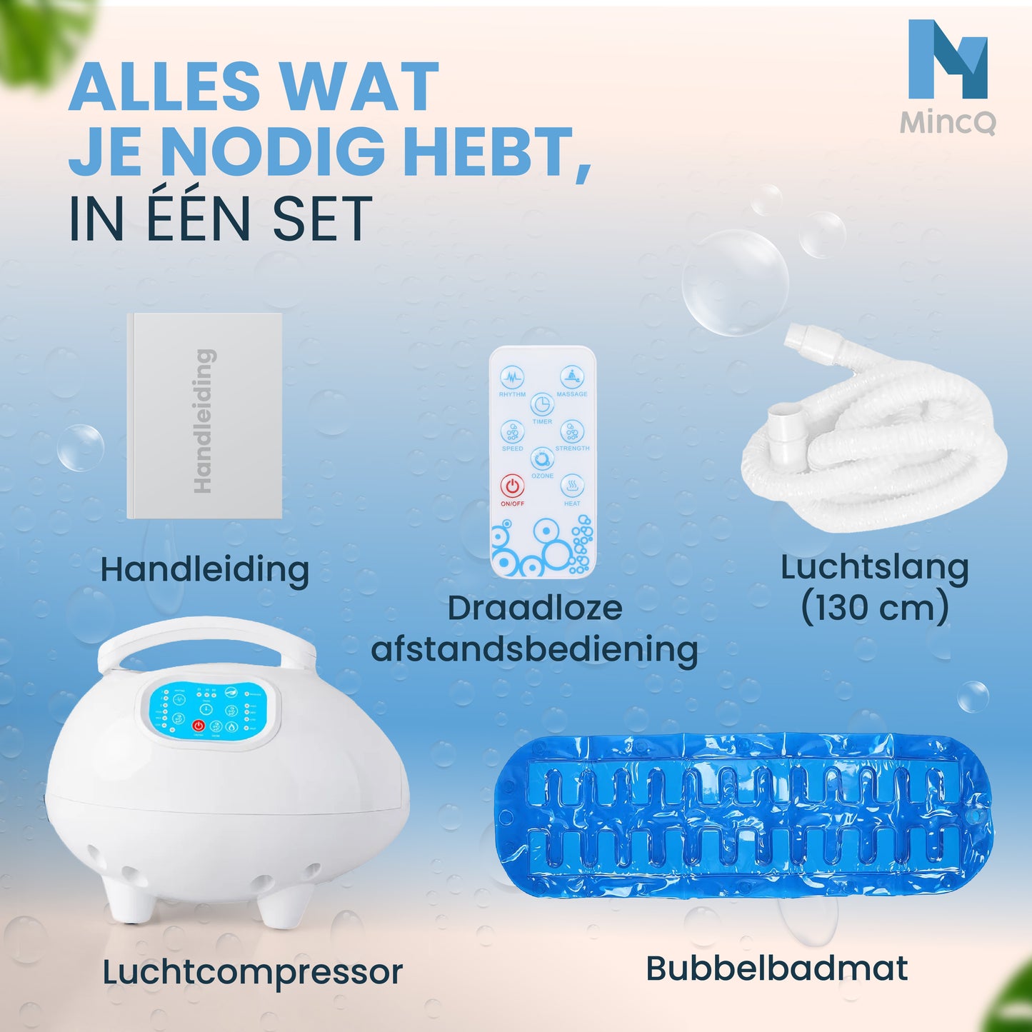 MincQ Bubbelbadmat voor in bad met Massage functie en Ozonreiniging