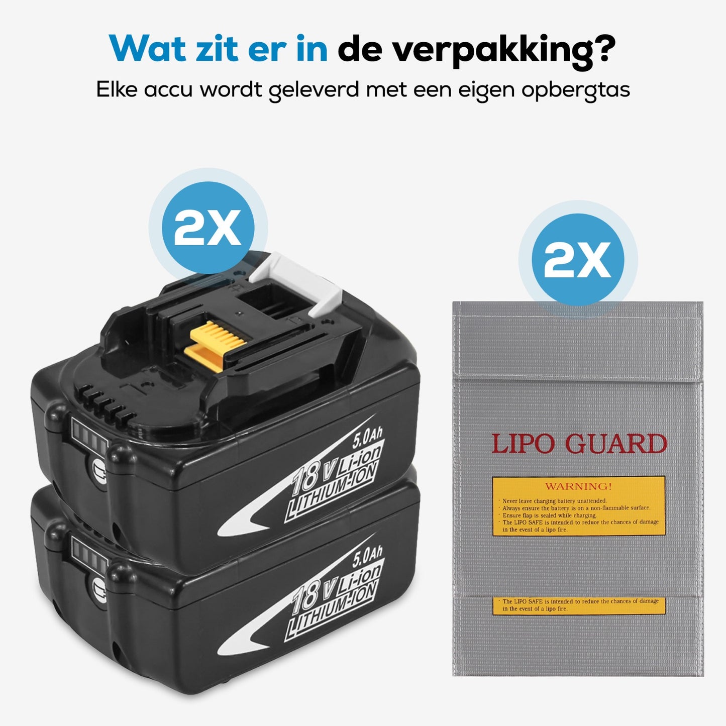 2x MincQ Accu geschikt voor Makita -  18V 5000 mAh Makita Accu Vervangend