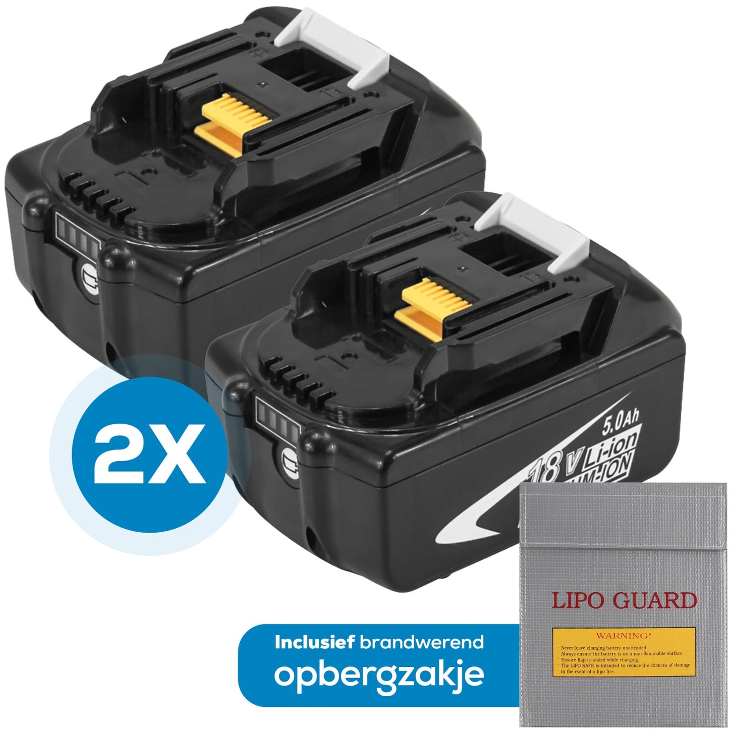 2x MincQ Accu geschikt voor Makita -  18V 5000 mAh Makita Accu Vervangend