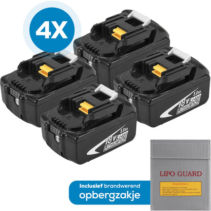 4x MincQ Accu geschikt voor Makita - 18V 5000 mAh Makita Accu Vervangend